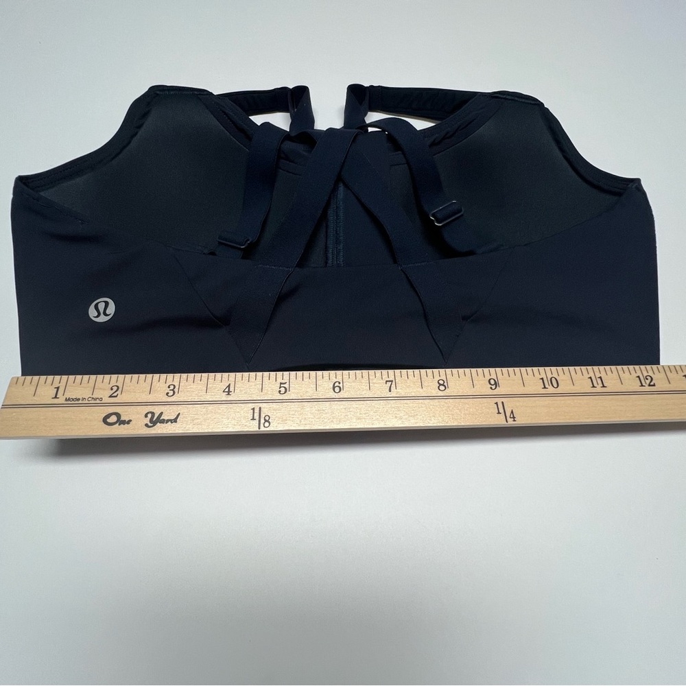 LULULEMON Dark Navy Zip Front Sports Bra Strappy Back Medium Support No Size Tag - Picture 13 of 16